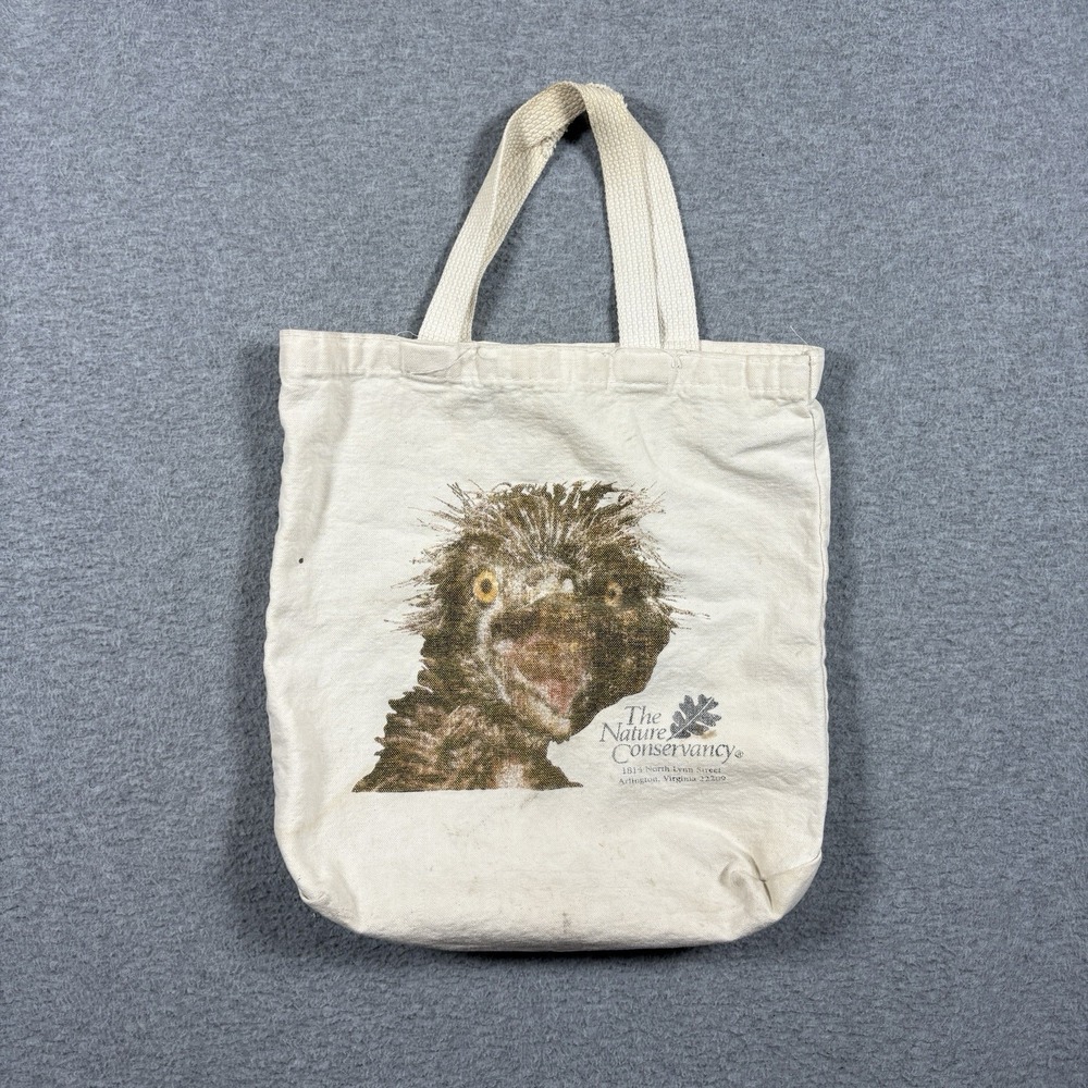 Vintage 90s The Nature Conservancy Canvas Tote Bag Made in USA Bird Emu